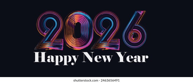 happy new year 2026, year 2026 with Realistic 3d sign, gradient  background, festive illustration, White number 2026