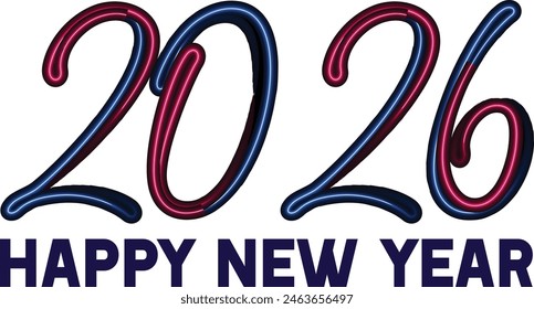 happy new year 2026, year 2026 with Realistic 3d sign, gradient  background, festive illustration, White number 2026