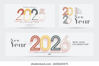 Happy New Year 2026 with simple unique numbers and a touch of beautiful color. Premium vector design for a design that is needed at an event. Posters, banners and greeting cards.
