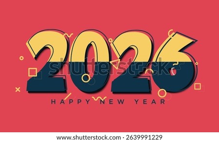 Happy new year 2026 with simple number design concept for calendar and banner. Year 2026.