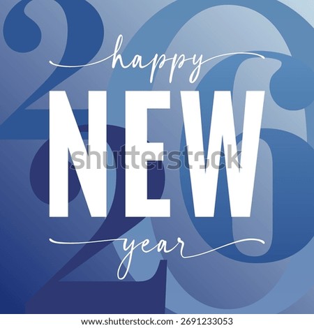 Happy New Year 2026 square blue concept. New Year wishes, greeting card design.