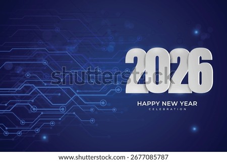 happy new year 2026 with technology background 