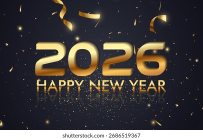 feliz ano novo 2026 modelo banner fundo com brilho dourado brilhante