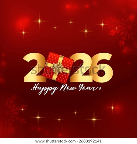 happy new year 2026 template with giftbox vector