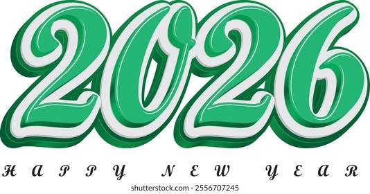 Happy new year 2026 text typography design element flyer banner design with creative concept 