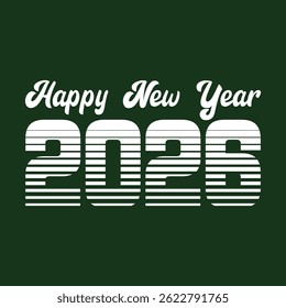 Happy New Year 2026 text design. Cover of business diary for 2026 with wishes. Brochure design template, card, banner. Vector illustration. Isolated on white background.