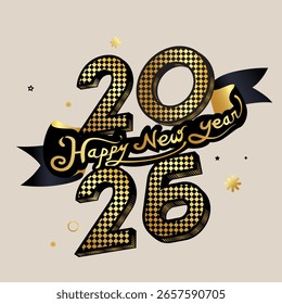 Frohes neues Jahr 2026 Textdesign mit goldener Farbe. 
