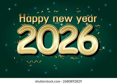 Feliz Ano Novo 2026 design de texto. Ilustração vetorial.