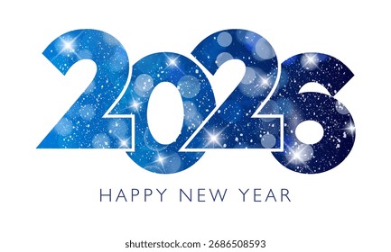 Feliz año Nuevo 2026 diseño de texto. Ilustración vectorial.