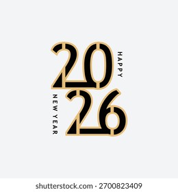 Happy New Year 2026 Text Design with Minimalist Concept.