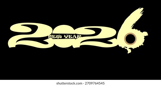 Happy new year 2026 text design for brochure design template card vector illustration.