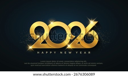 Happy New Year 2026 text design. Business diary cover for 2026 with wishes. Brochure, card, banner design template. Vector illustration. Isolated on white background.