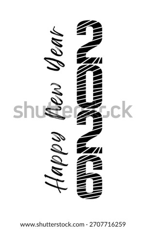 Happy new year 2026 text design for brochure design template card vector illustration.