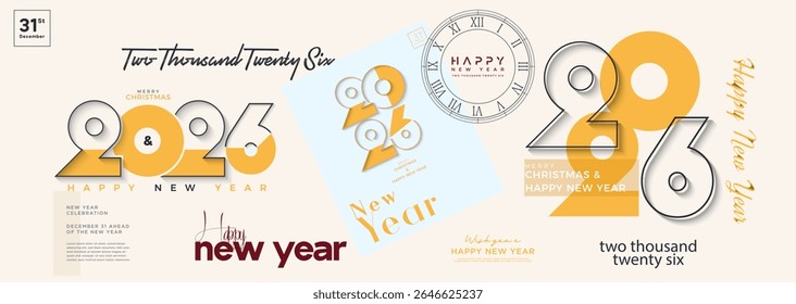Happy new year 2026. With the theme of 2026 new year celebration ornaments. Premium design for calendar design, banner and template or poster. 2026 vector premium design.