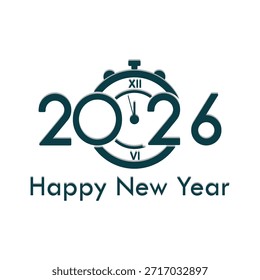 Feliz año nuevo 2026 con diseño de temporizador