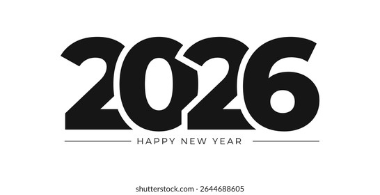 Happy New Year 2026. Typography for banner, cover, business diary, postcards, celebration and season decoration. Vector illustration isolated 