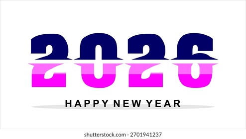 Happy New Year 2026 typography text illustration isolated element. Art Illustration