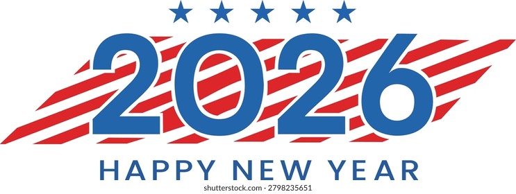Happy New Year 2026 Typography Design Featuring Festive Celebration Greeting Banner Seasonal Promotion Holiday Event Decoration and Party Graphics