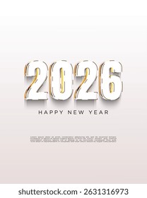 Feliz Ano Novo 2026. Com números únicos e raros. Design vetorial premium para Posters, Banners e Saudações.