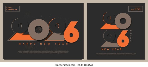 Happy New Year 2026 with a unique number logo and slightly dark colors on a black background. New year celebration 2026.