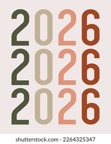 Happy New Year 2026 Vector art Pastels colored numbers background vector illustration Print design ideas Poster banner and postcard designs.