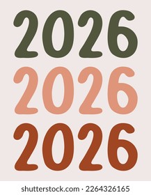 Feliz Año Nuevo 2026 Vector arte Pasteles coloreados ilustración vectorial de fondo Imprimir ideas de diseño Cartel y diseños de postales.