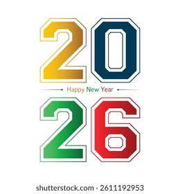 Happy new year 2026 vector illustration. Colorful design, trendy style