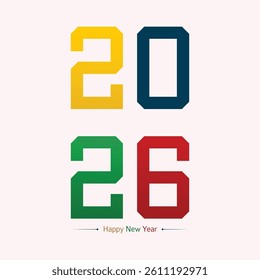 Happy new year 2026 vector illustration. Colorful design, trendy style