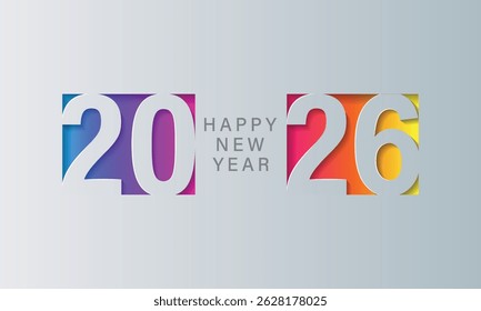 Feliz ano novo 2026. Fundo do vetor. Brochura ou modelo de design de capa de calendário.