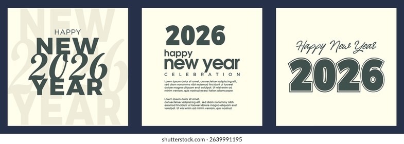 Happy New Year 2026 Vector Design. poster with unique concept. Premium design for greetings, banners, posters, calendars or social media posts.