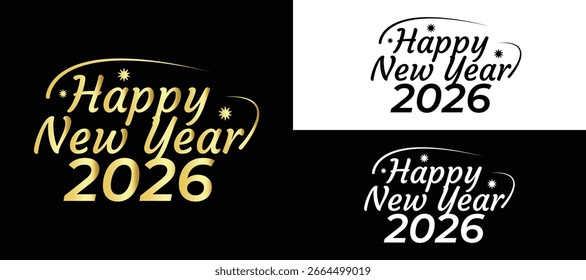 Feliz año Nuevo 2026 Vector Tipografía