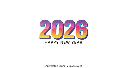  Happy new year 2026 vector design with fun 3d illustration