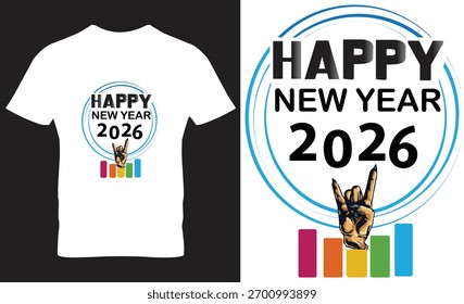 FELIZ AÑO NUEVO 2026 DISEÑO DE CAMISETA DE ARTE VECTORIAL