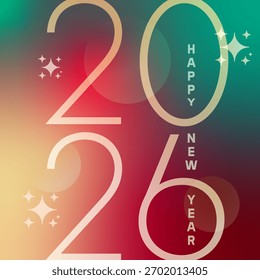 Feliz año nuevo 2026. Plantilla de Anuncio de Vector. Tarjeta de felicitación, vacaciones, Ilustración vectorial abstracta de fondo para el Sitio web y las redes sociales y marketing