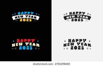 Happy New Year 2026 vector logo collection. Diverse typographic designs perfect for holiday banners, posters, and apparel T-shirt print.