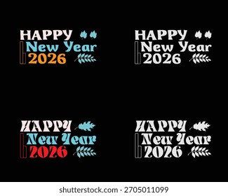 Happy New Year 2026 vector collection for greeting cards, banners, and digital festive designs.