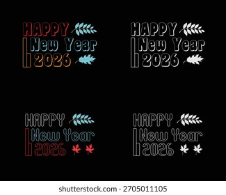 Feliz año Nuevo 2026 colección de Vector para tarjetas de felicitación, Anuncios y diseños festivos digitales.