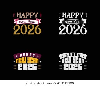 Happy New Year 2026 vector collection for greeting cards, banners, and digital festive designs.