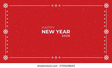 Happy New Year 2026 vector background with snowflakes and stars, ideal banner for holiday greeting card, social media, web, and presentation.