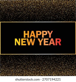 Happy New Year 2026 Vector Template Design, Abstract Holiday Background 2026 Celebration, isolated on a Black Background and Golden Glitter Style, Eps Vector Illustration Template, 