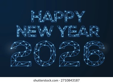 Feliz año nuevo 2026. Vector de Imagen de baja poli que consiste en puntos y Formas en forma de estrellas y espacio.