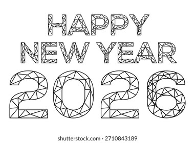 Feliz año Nuevo 2026. Imagen de Vector que consta de puntos y líneas.
