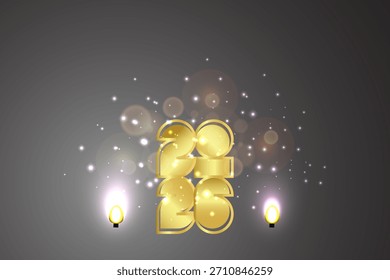 Happy New Year 2026. Vector illustration with gold number and candles.