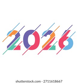 Frohes neues Jahr 2026. 2026 Vektorgrafik. Einzeln auf weißem Hintergrund.