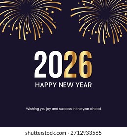 Feliz año Nuevo 2026, feliz Plantilla de diseño de Vector 2026