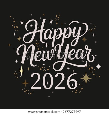  Happy New Year 2026! Vector modern illustration of 2026 for greeting card, invitation, background or poster typography. 