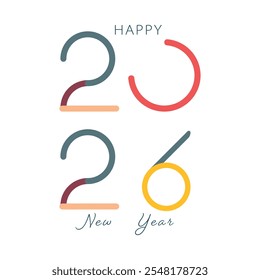 Happy new year 2026.Design for calendar, cover, card and media post.2026 new year logo.