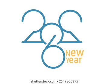 Happy new year 2026.Design for calendar, cover, card and media post.2026 new year logo
