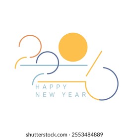 Happy new year 2026.Design for calendar, cover, card and media post.2026 new year logo.