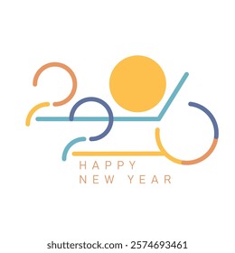 Happy new year 2026.Design for calendar, cover, card and media post.2026 new year logo.